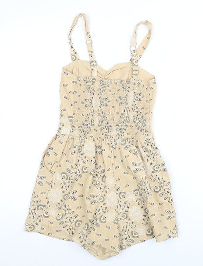 Hollister Women's Beige Floral Playsuit XS Sleeveless Casual