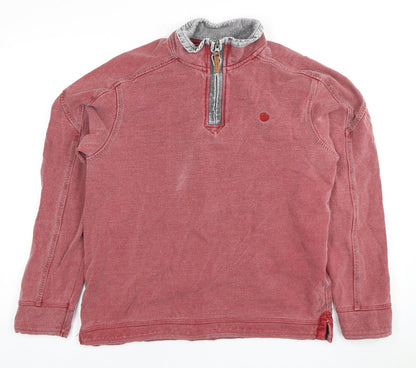 Mens UK Size S FatFace Red 1/4 Zip Sweatshirt