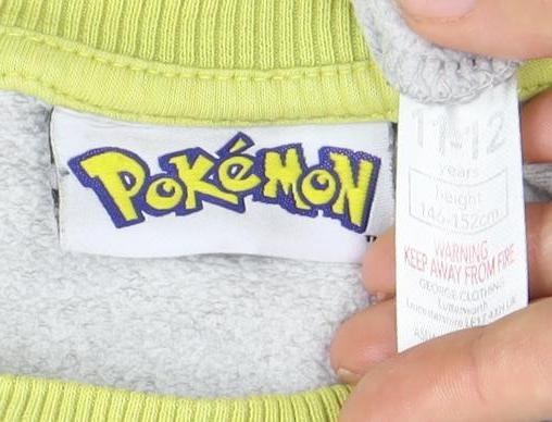 Boys Grey Pokemon Hoodie 11-12 Years - Graphic Pullover
