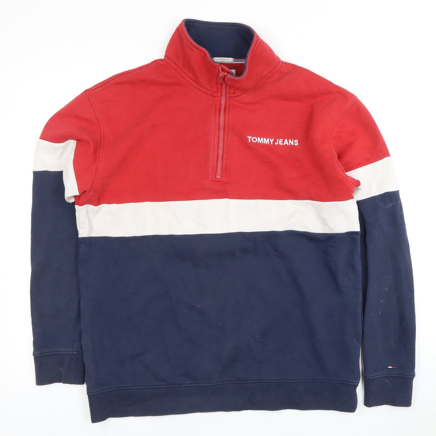 Tommy Jeans Men's Red White Blue Pullover Sweatshirt M