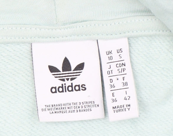 Adidas Women's Green Hoodie, Size 10, Cotton, Casual
