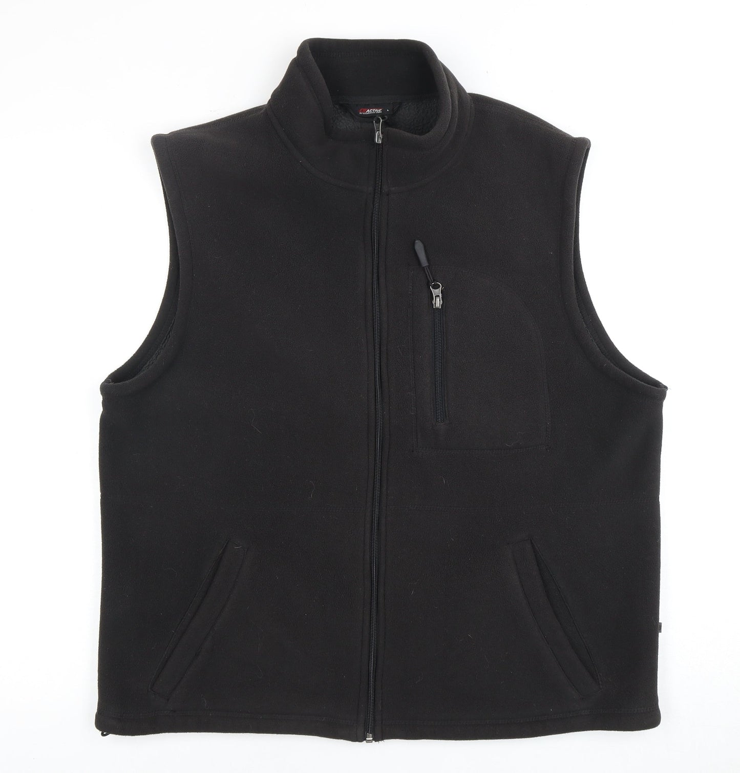 Active Men's Black Fleece Waistcoat L Full Zip Outdoor
