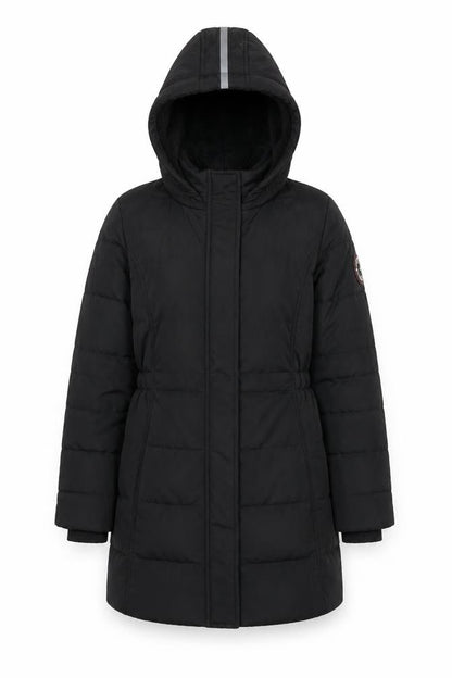 Front view of Andy & Evan girls’ black l puffer jacket hooded winter coat