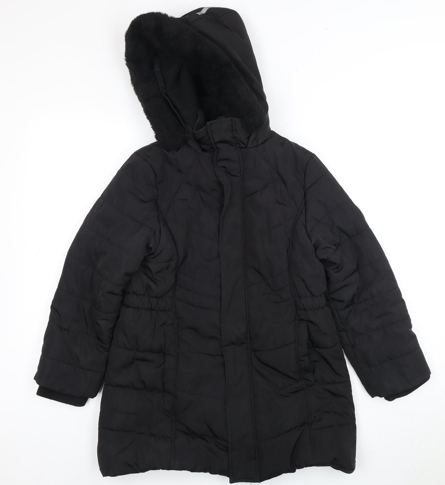 Andy & Evan Girls Black L Puffer Jacket Hooded Winter Coat
