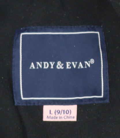 Andy & Evan Girls Black L Puffer Jacket Hooded Winter Coat