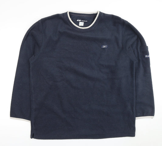 Reebok Unisex Blue XL Pullover Sweatshirt, Fleece, Logo Accent