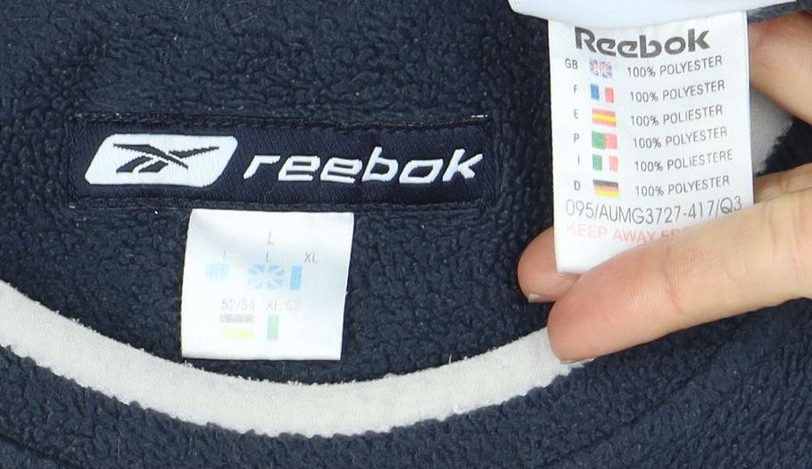 Reebok Unisex Blue XL Pullover Sweatshirt, Fleece, Logo Accent