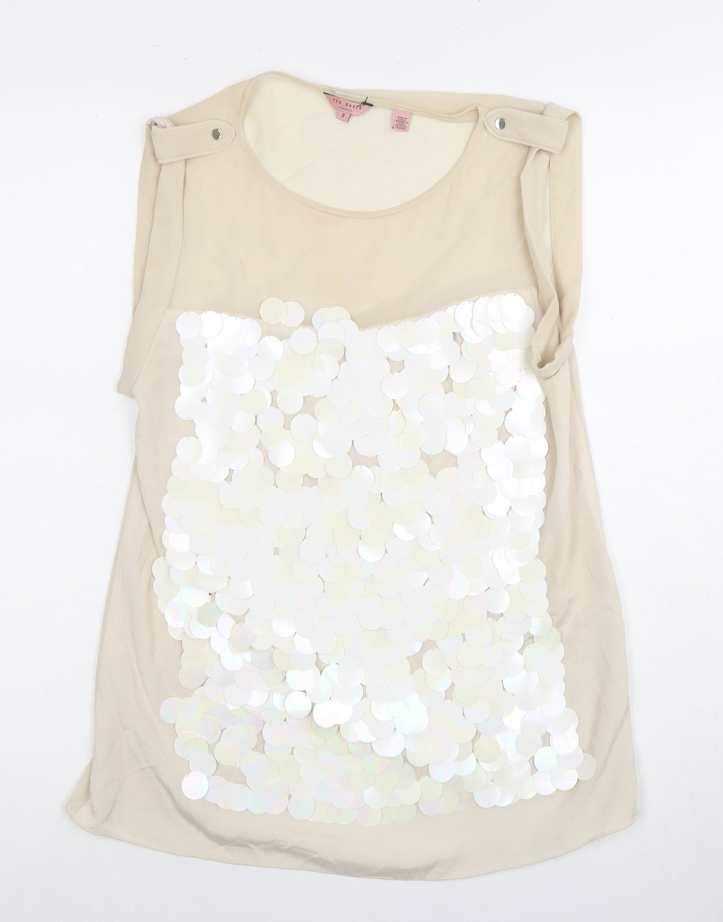 Womens UK Size 8 Ted Baker Beige Basic Tank