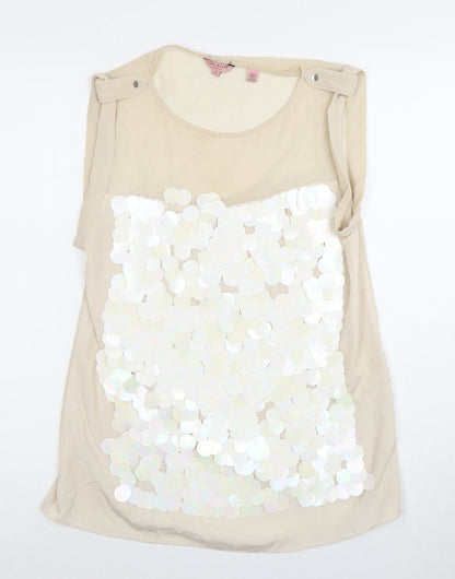 Womens UK Size 8 Ted Baker Beige Basic Tank