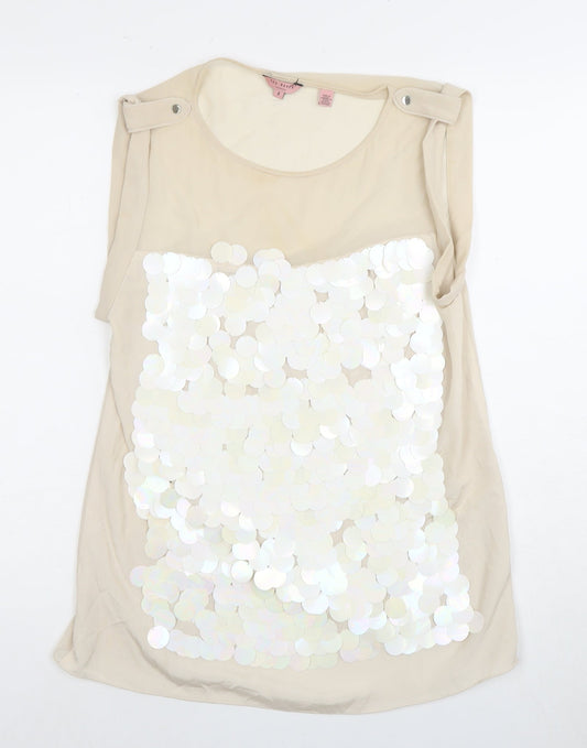 Womens UK Size 8 Ted Baker Beige Basic Tank