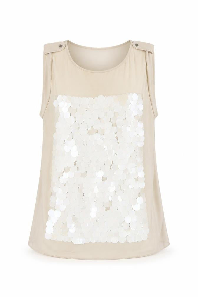 Womens UK Size 8 Ted Baker Beige Basic Tank