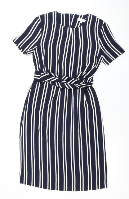 Warehouse Women's Blue Striped Wrap Dress Size 6