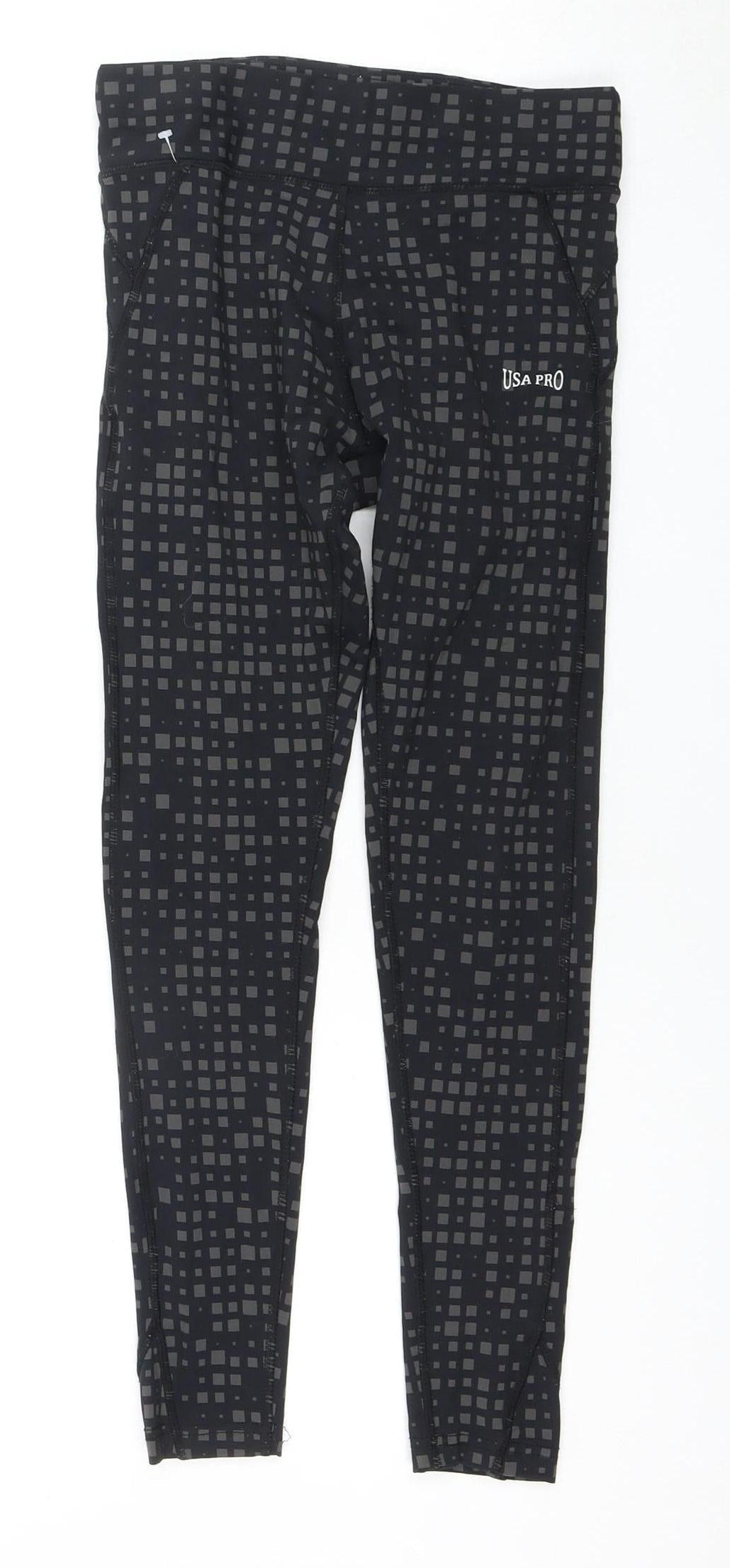 USA Pro Women's Black Geometric Leggings Size 6