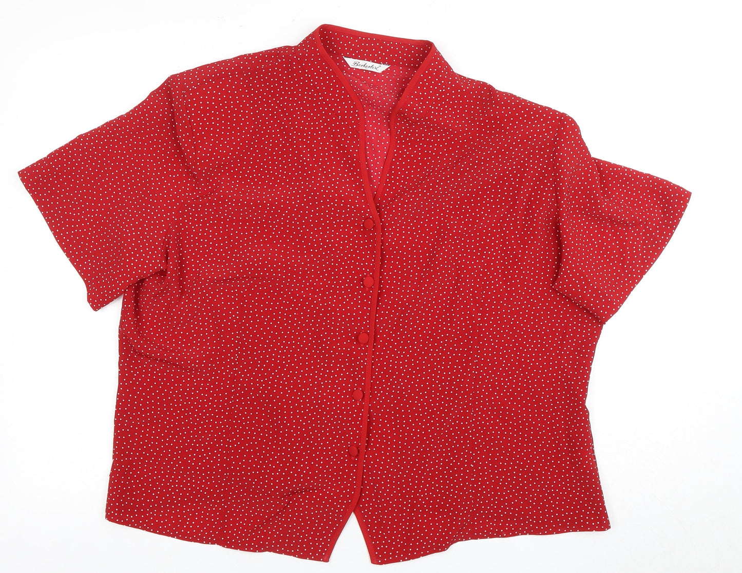 Womens UK Size 16 Berkertex Red Basic Button-Up