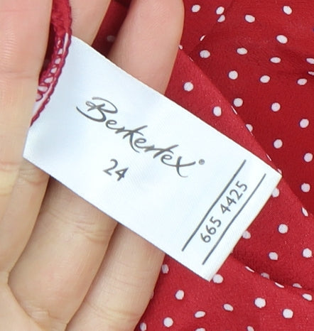 Womens UK Size 16 Berkertex Red Basic Button-Up