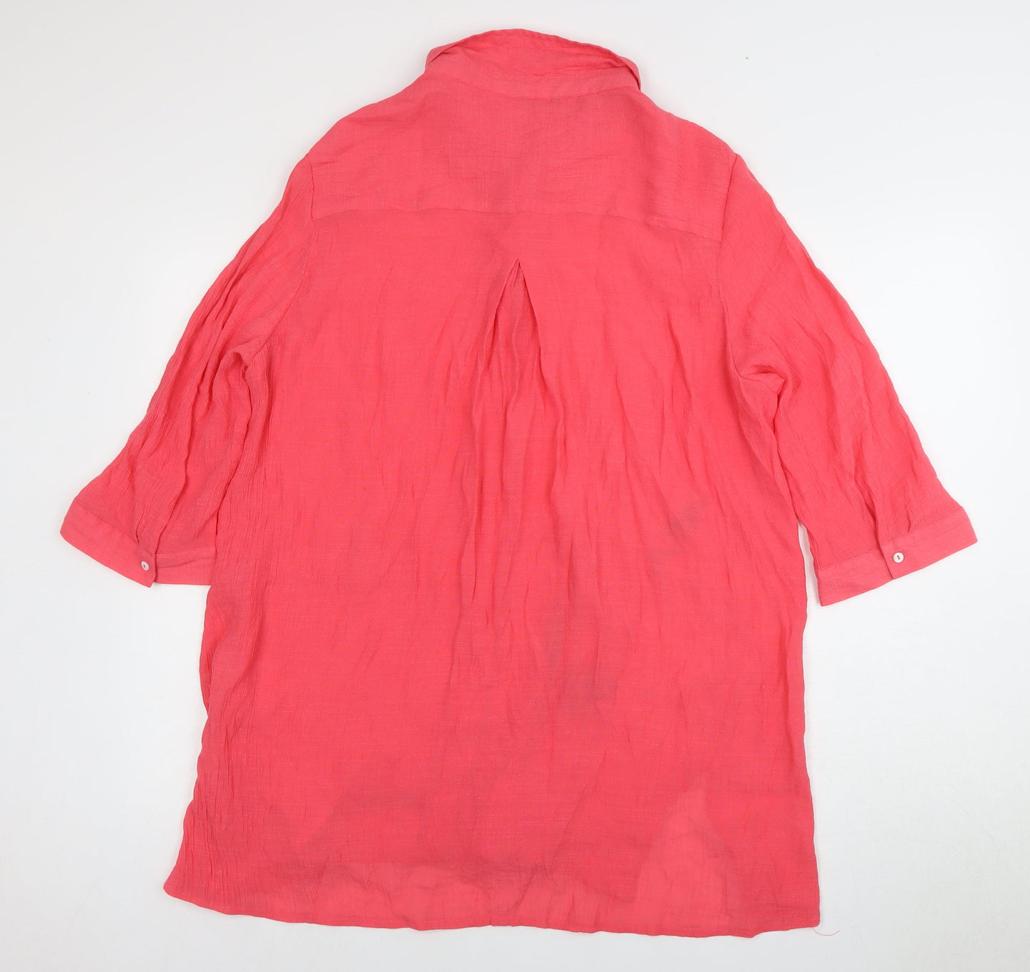 Womens UK Size 14 Roman Pink Basic Button-Up