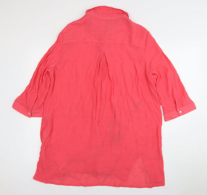 Womens UK Size 14 Roman Pink Basic Button-Up
