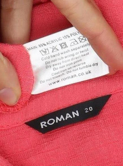 Womens UK Size 14 Roman Pink Basic Button-Up