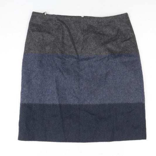 Hobbs Women's Grey Blue Wool Pencil Skirt, Size 8
