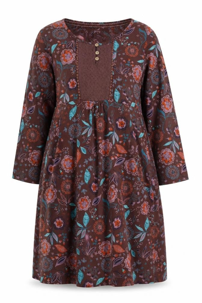 Mantaray Women's Brown Floral Shift Dress Size 12