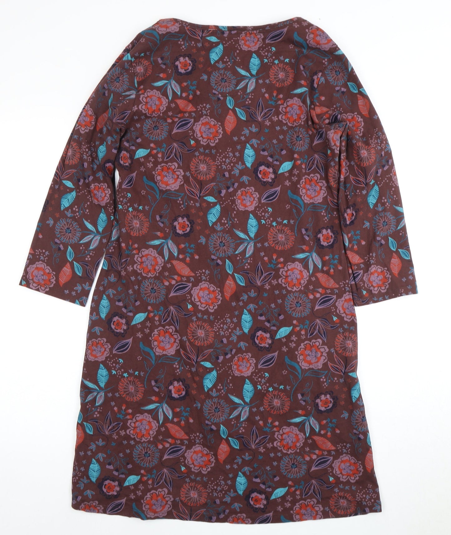 Mantaray Women's Brown Floral Shift Dress Size 12