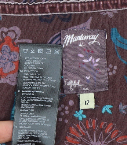 Mantaray Women's Brown Floral Shift Dress Size 12