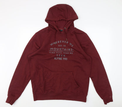 Alpine Pro Unisex Red Pullover Hoodie, Large