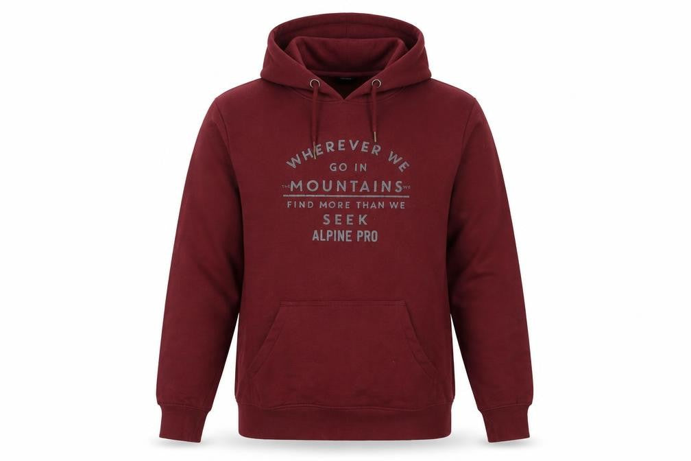 Front view of Alpine Pro unisex red pullover hoodie, large