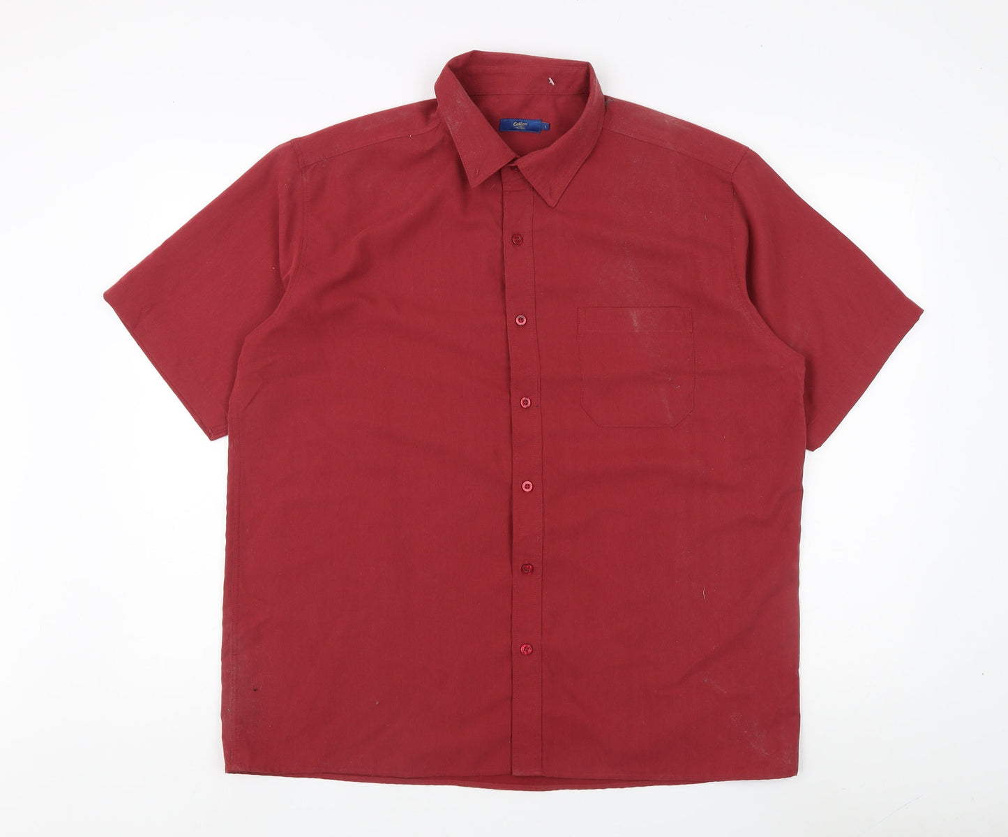 Cotton Traders Men's Red Collared Short Sleeve Shirt