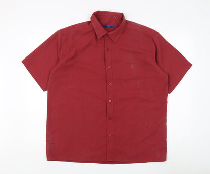 Cotton Traders Men's Red Collared Short Sleeve Shirt