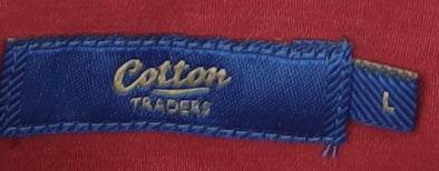 Cotton Traders Men's Red Collared Short Sleeve Shirt