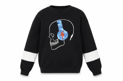 Front view of Marks & Spencer boys’ black sweatshirt 11-12 years graphic sequin