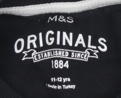 Marks and Spencer Boys Black Sweatshirt 11-12 Years Graphic Sequin