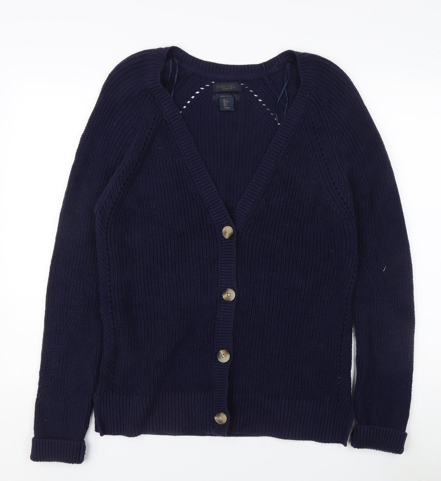 Rachel Roy Women's Blue V-Neck Cardigan L