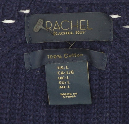Rachel Roy Women's Blue V-Neck Cardigan L
