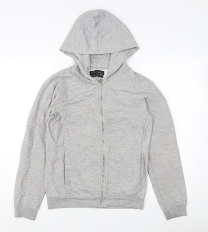 Zara Unisex Grey Full Zip Hoodie, Size S, Casual Essential