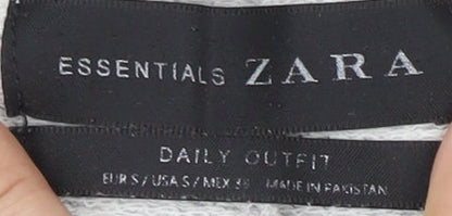 Zara Unisex Grey Full Zip Hoodie, Size S, Casual Essential