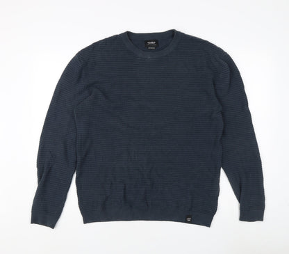 Mens UK Size L Pull&Bear Blue Pullover Sweatshirt