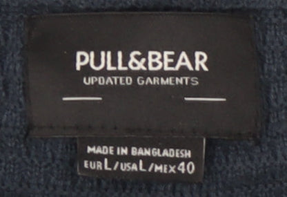 Mens UK Size L Pull&Bear Blue Pullover Sweatshirt