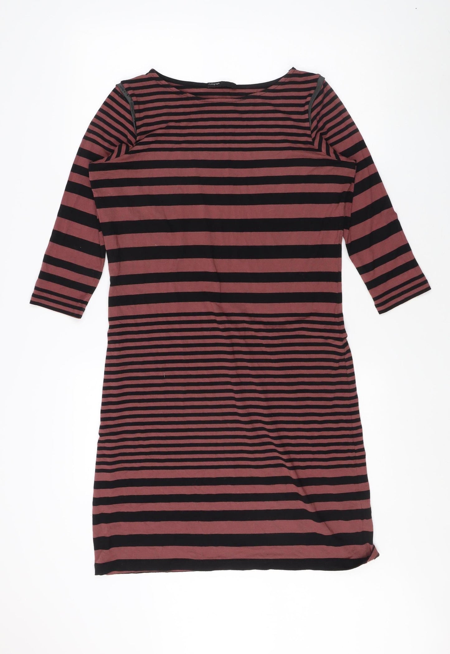 Autograph Women's Black Cotton Striped Dress Size 14