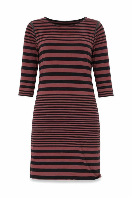 Front view of Autograph Women's Black Cotton Striped Dress, size 14