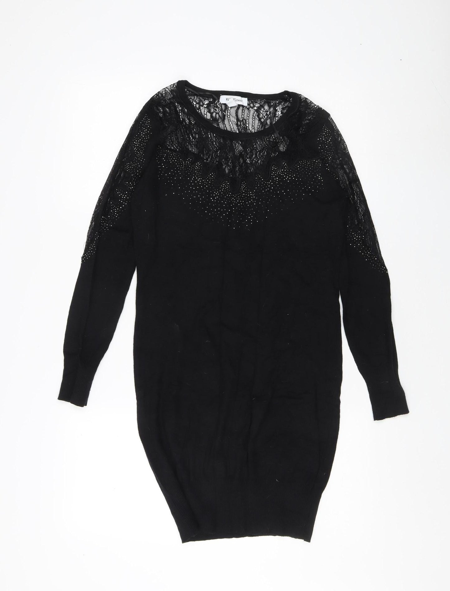 Womens UK Size M Wild Flower Black Pullover Jumper