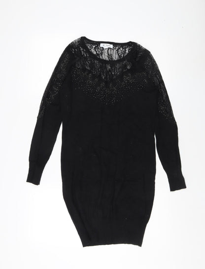 Womens UK Size M Wild Flower Black Pullover Jumper