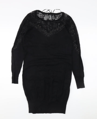 Womens UK Size M Wild Flower Black Pullover Jumper