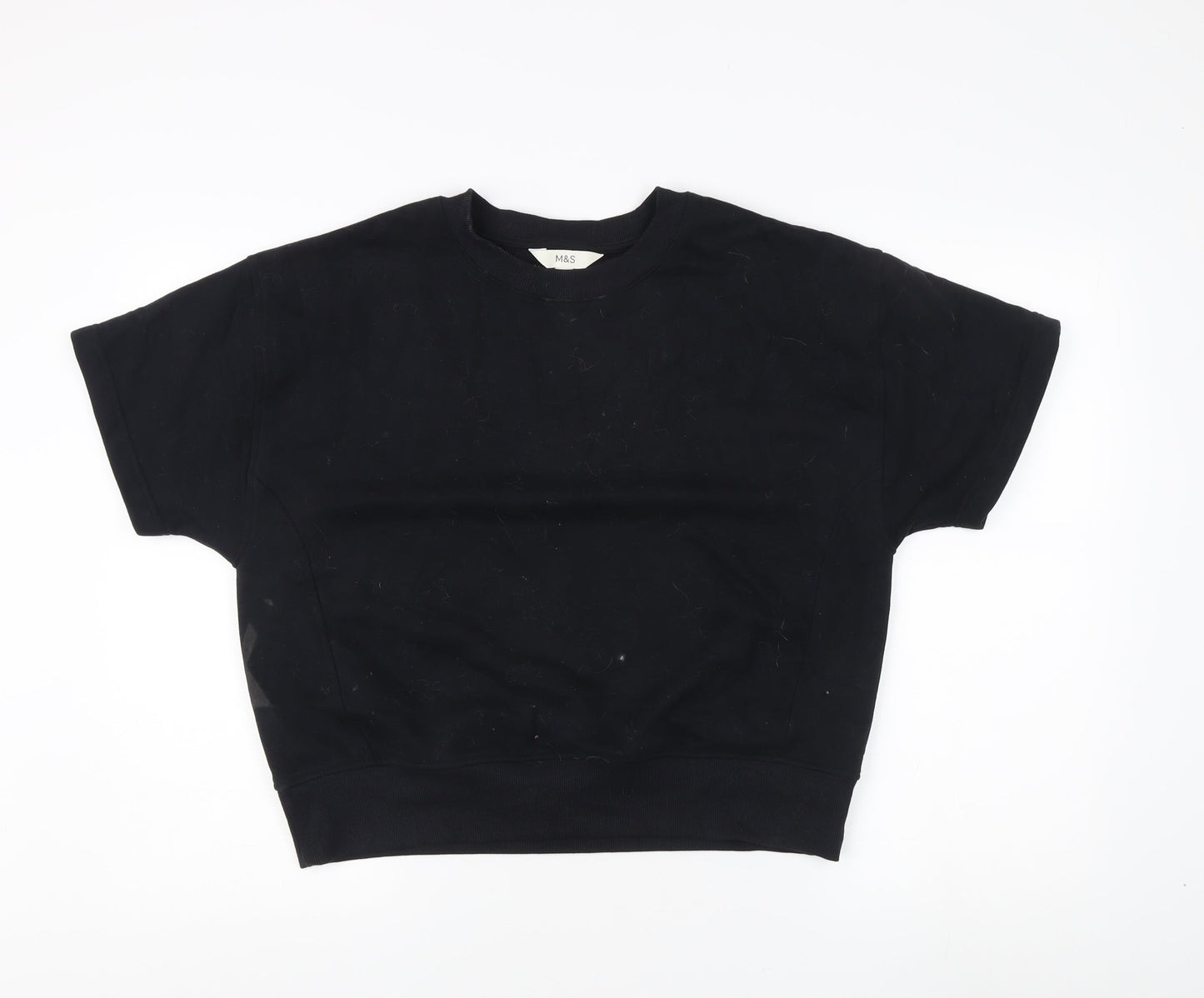 Womens UK Size XS Marks and Spencer Black Basic T-Shirt