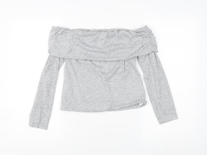 Miss Selfridge Grey Off Shoulder Blouse, M, Women's Casual Top