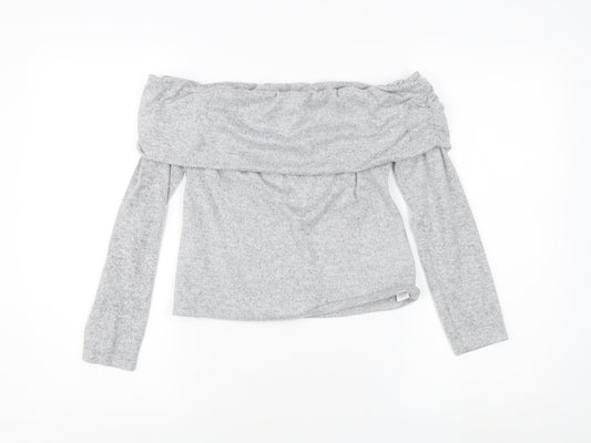 Miss Selfridge Grey Off Shoulder Blouse, M, Women's Casual Top