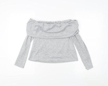 Miss Selfridge Grey Off Shoulder Blouse, M, Women's Casual Top