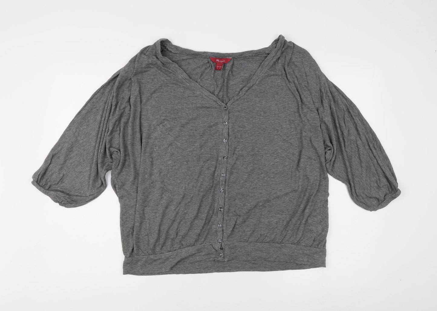 Womens UK Size 18 Monsoon Grey Basic Button-Up
