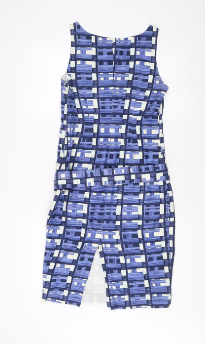 L.K. Bennett Women's Blue Geometric Knee-Length Shift Dress
